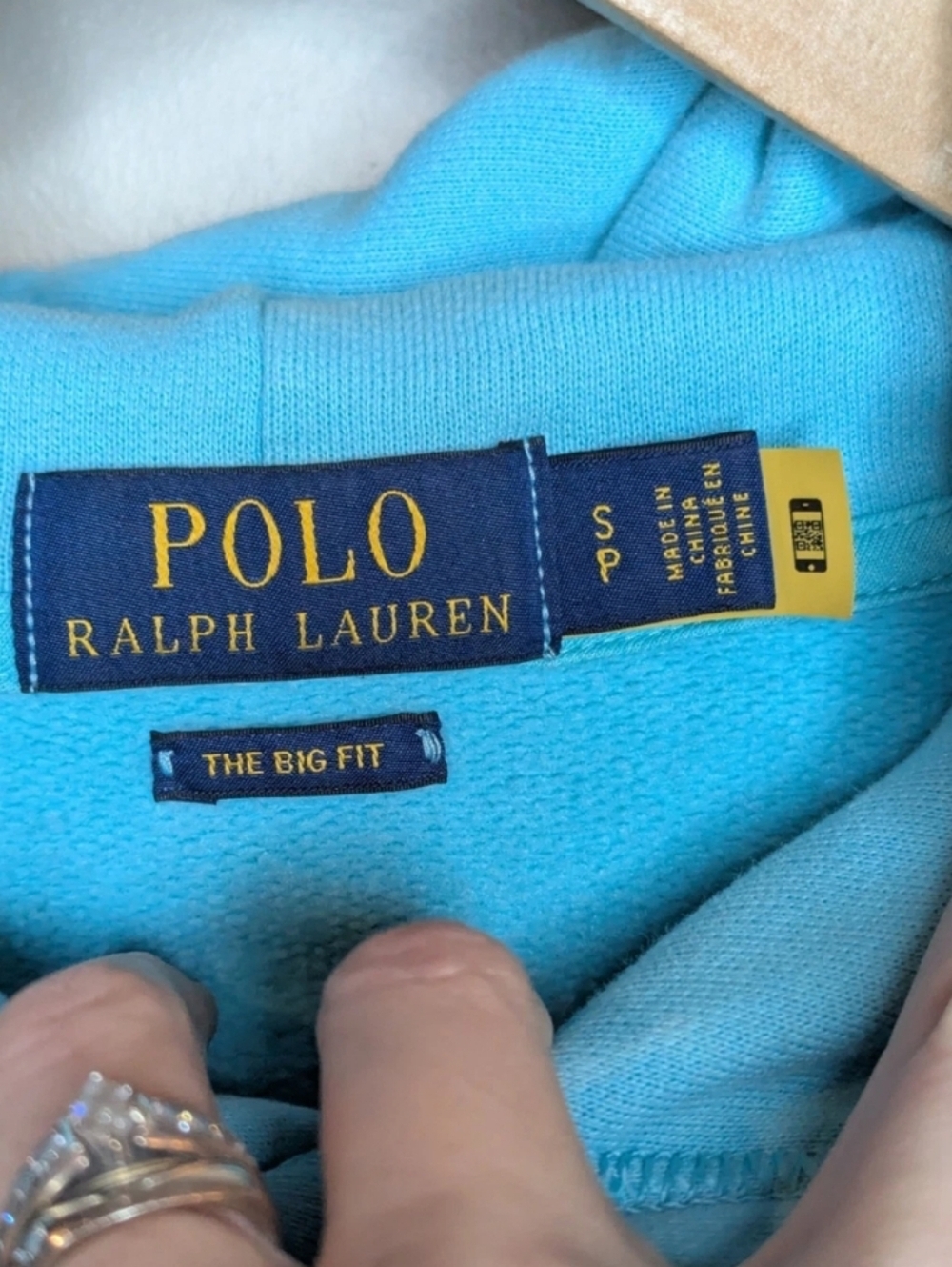 Polo Ralph Lauren Hoodie Womens Petite Small SP Aqua Blue Spellout Logo Pullover - Picture 7 of 14